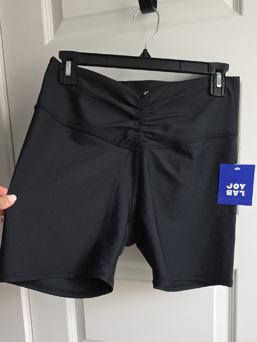 JoyLab Black High-Waist Front Scrunch Bike Shorts Medium G095